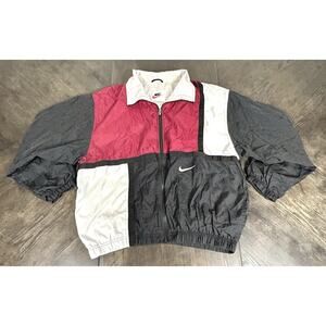 Vintage 90s Nike Colorblock Lined Jacket Men Size L Full Zip Athletic Red/Black